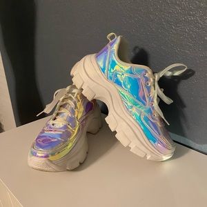 Iridescent Holographic Platform Sneakers